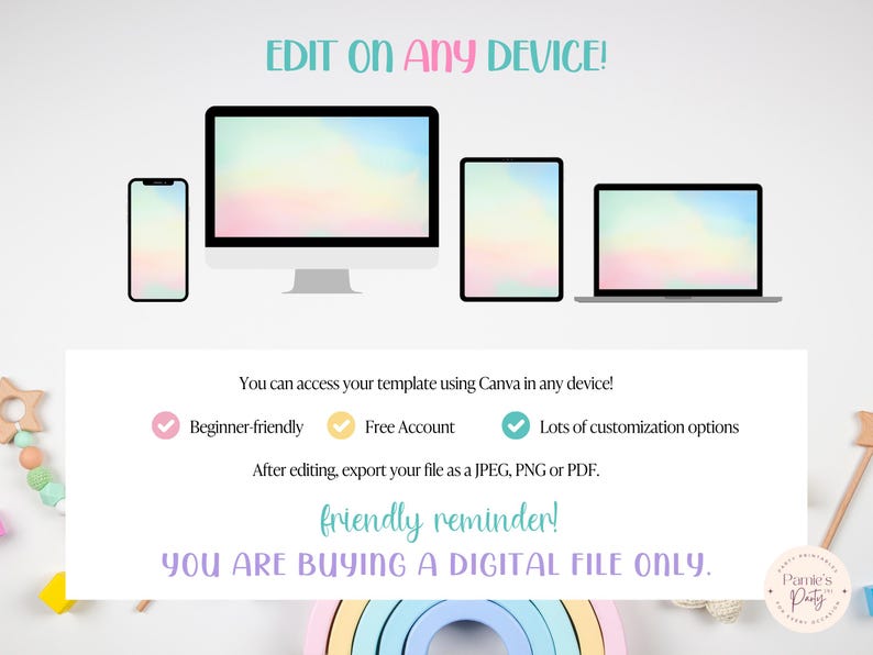 Moana-verjaardagsbord, bewerkbaar tropisch feestdecor (canvasjabloon) afbeelding 7