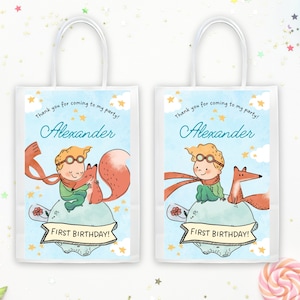 Etichette per borse regalo Il Piccolo Principe, Borse bottino Le Petit Prince, Borsa per dolcetti stampabile, Borsa per bomboniere modificabile / Modello Canva 005