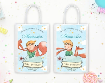 The Little Prince Favor Bag Labels, Editable Birthday Treat Bags (Canva Template)