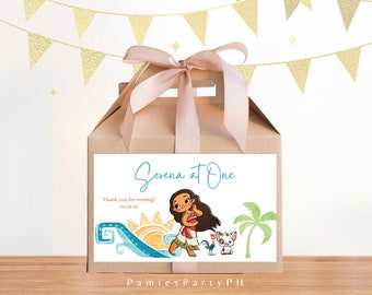 Moana Gable dooslabel, sticker tropisch feest (canvasjabloon)