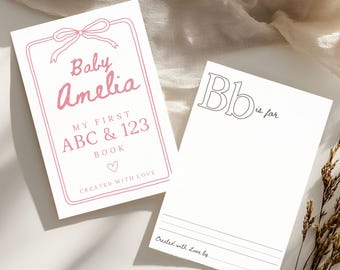 Baby Shower Alphabet Book, Printable Baby Shower Activity, Baby’s First ABC Book, Baby Shower Guestbook, Coquette Baby Girl Party, Pink Bows