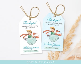 The Little Prince Thank You Tags, 1st Birthday (Editable Canva Template)