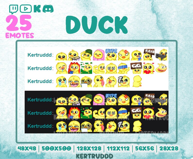 Quacktastic Collection: 25 Cute Yellow Duck Emotes for Twitch, Kick ...
