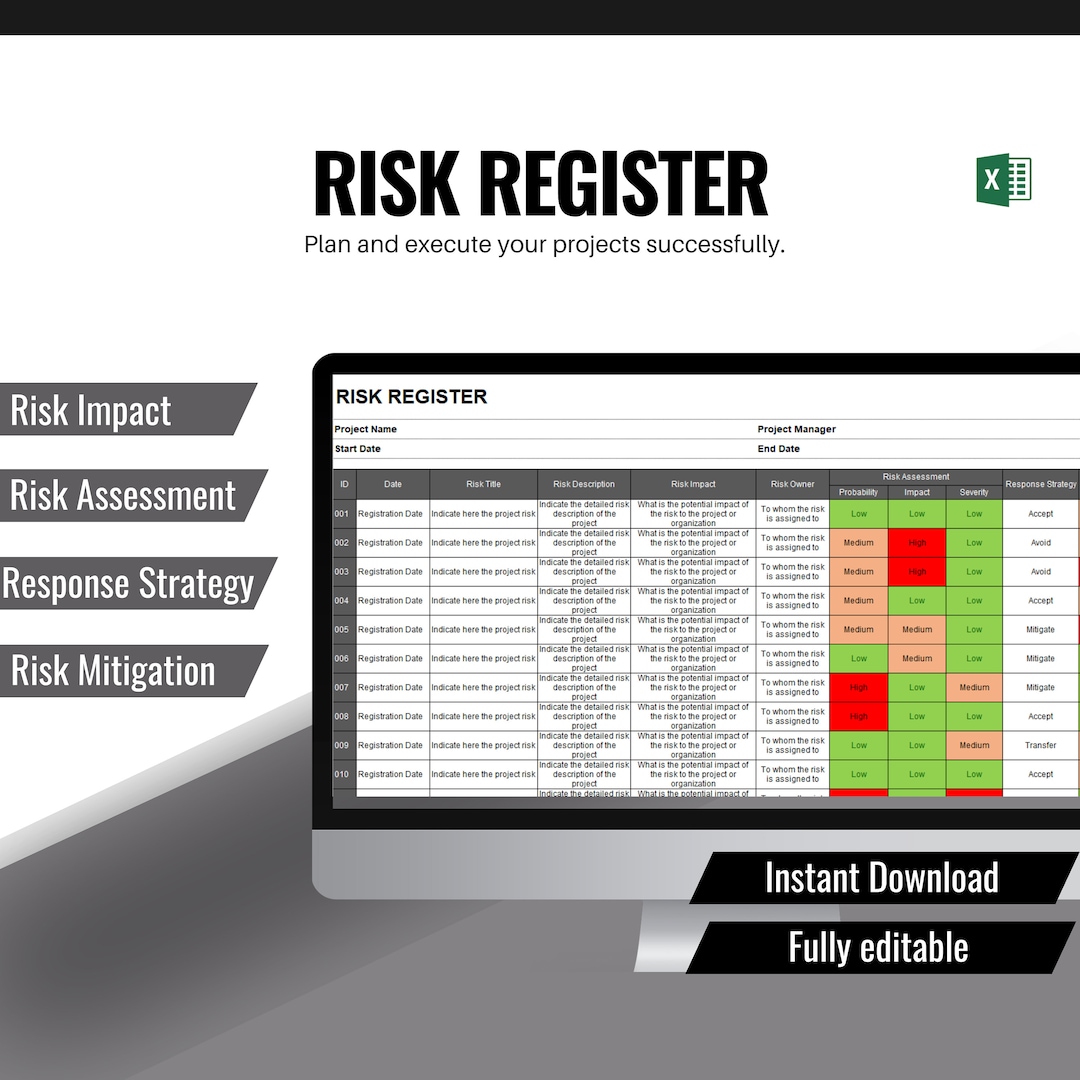 Risk Register, Risk Log, Risk Plan, Risk Assessment, Risk Tracker, Risk ...