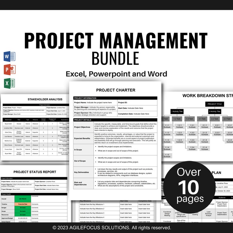 Project Management Bundle Project Templates Project Charter - Etsy
