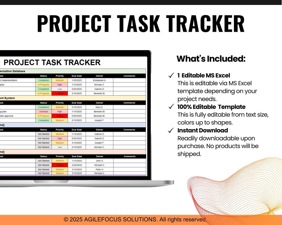 Project Task Tracker Spreadsheet, Project Management, Multiple Project ...