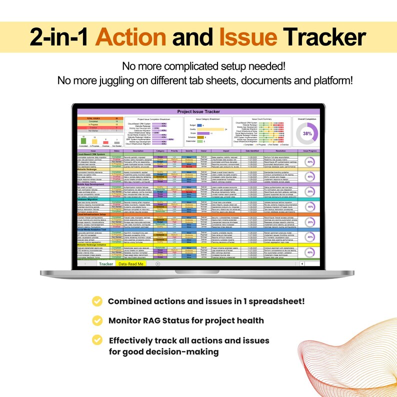 Multi Project Action Tracker | Project Management Excel | Action Item ...