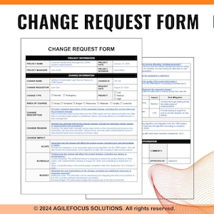 Change Management, Change Request Form, Project Management, Project Plan, Project Charter, Project Template