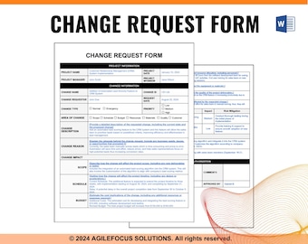 Änderungsmanagement, Änderungsauftragsformular, Projektmanagement, Projektplan, Projekt-Charter, Projektvorlage
