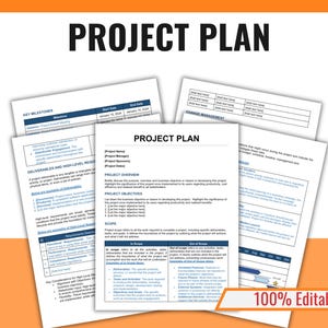 Project Plan, Project Management, Project Planner, Project Manager, Editable MS Word, Instant Download