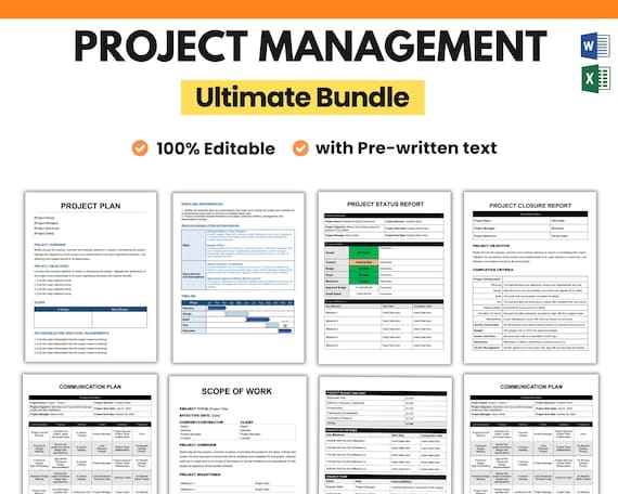 Project Management Bundle, Project Templates, Project Plan, Project Status, PM Tools, Business Analysis, Project Management