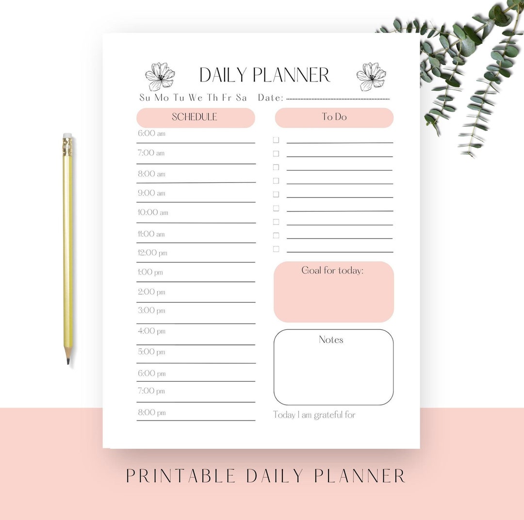 Printable Daily / Weekly Planner / Digital Download / Pink - Etsy UK