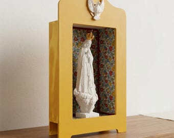 Notre-Dame de Fátima en bois | Art chrétien artisanal | Décoration intérieure