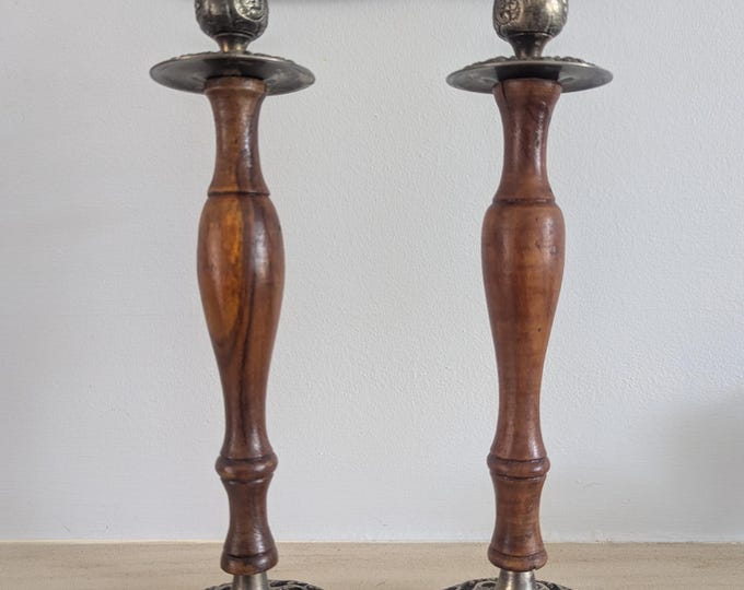 Rustic Vintage Wood & Metal Candle Holders – Set of 2 - Etsy