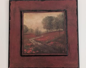 Beautiful “Papaveri Vista” by J. McGannon - Framed Rustic Red Landscape | No. 775/50501