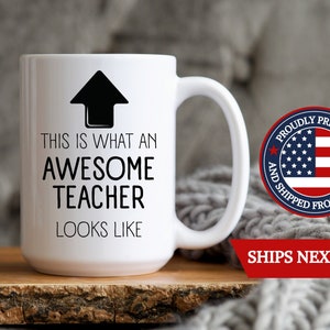 Awesome Teacher Mug, Teacher Gift, Best Teacher Ever, Teacher Appreciation, Teacher Present, Thank You Teacher Gift, Teacher Coffee Cup Gift