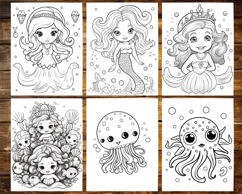 Magical Mermaids Coloring Book Printable Pages for Girls - Etsy