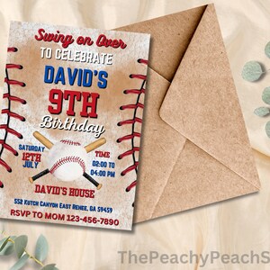 Editable Baseball Birthday Invitation, Baseball Invites, Instant Download Baseball Invitations, Digital File