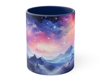 Mystical Celestial Dreams: A Colorful Mug Blending the Wonders of Stars, Clouds, and Nebulae