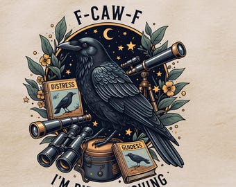 Cuervo observando aves PNG / F-CAW-F Divertido cuervo binocular / Diseño para amantes de la naturaleza para aficionados al aire libre
