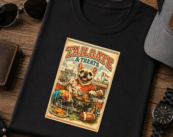 Tailgate & Treats PNG, Diseño divertido de camiseta de fútbol para perro, Día de partido para papá perro PNG, Descarga digital para perro deportista