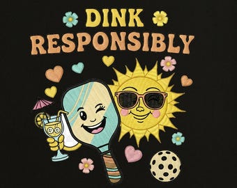 Paquete PNG de bordado de Pickleball: Beber con responsabilidad, Reina del pádel, Servir con descaro, Reina de la cocina, Club social y Lenguaje del amor