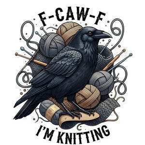 I'm Knitting PNG, Funny Crow Knitting Design, cadeau pour les amateurs de fil, illustration vintage de corbeau, chemise oiseau sarcastique,