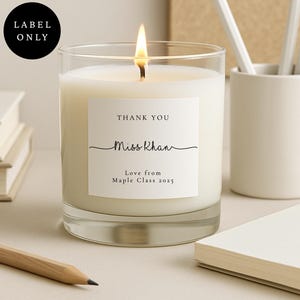 Etichetta personalizzata per candela regalo per insegnanti / Adesivo regalo di ringraziamento di fine trimestre / Finitura opaca