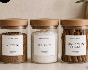 Personalised Pantry Jar Labels: Pantry Organisation Stickers, Water & Oil Resistant, Matte Finish