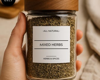 Personalisierte Kräuter- und Gewürzglasetiketten | Pantry Labels: Wasserfest, matte Oberfläche (Luxury Style)