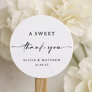 Personalised Favour Stickers: Wedding, Baby Shower, Birthday Thank You Labels | 4cm Water-resistant Matte Sticker