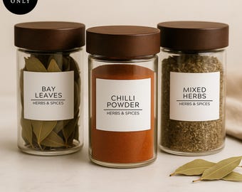 Personalised Spice Jar Labels: Water-Resistant Matte Finish (Minimalist Style)