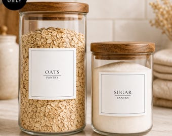 Etiquetas clásicas personalizadas para tarros de despensa / Pegatinas personalizadas para organizar el hogar / Acabado mate / Resistentes al agua y al aceite /