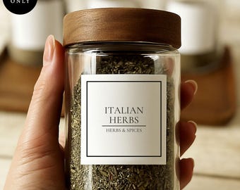 Gepersonaliseerde kruidenpotlabels: water- en oliebestendig, matte afwerking (klassieke stijl)
