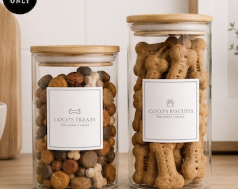 Personalised Pet Food Jar Labels: Custom Dog & Cat Treat Stickers (Classic Style) | Matte Water-Resistant