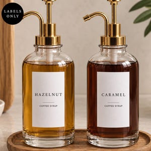 Personalised Coffee Syrup Bottle Labels | Water-Resistant Matte Stickers