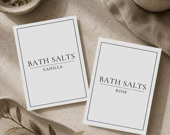 Etiquetas personalizadas para frascos de sales de baño / Pegatinas de lujo para baño estilo boticario / Etiquetas minimalistas para almacenamiento de spa