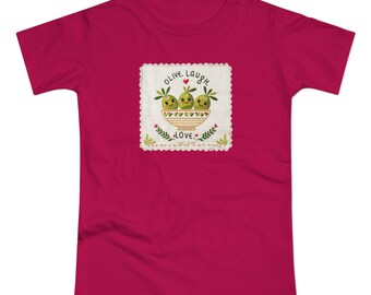 Olive Laugh Love - T-shirt en jersey pour femme
