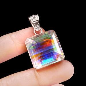 Radiant Rainbow Mystic Quartz Pendant with Sterling Silver Bail