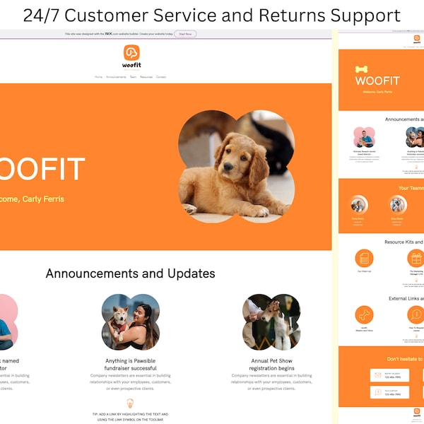 Pet Mobile App Landing Page, Wix website template, Pet Care website, Pet fitness app, Pet app, Pet website, Dog website, Cat website