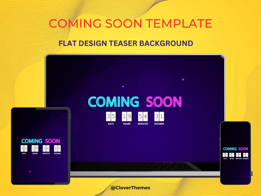 Coming Soon Template HTML Template Count Down Timer Under - Etsy