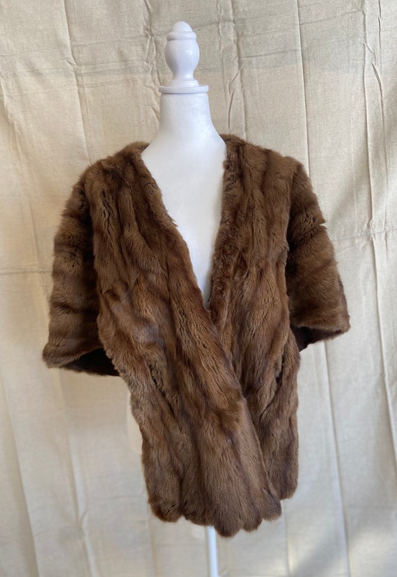 Vintage Genuine Mink Fur Caplet Stole, Maine Fur … - image 1