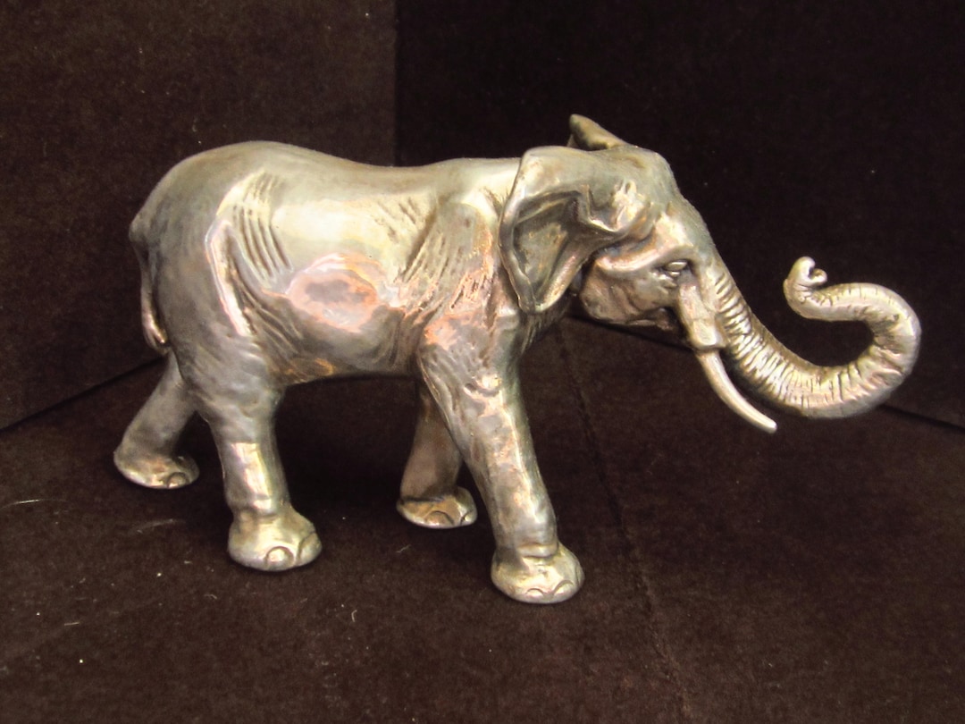 Heavy Sterlng Silver Elephant Figurine Etsy