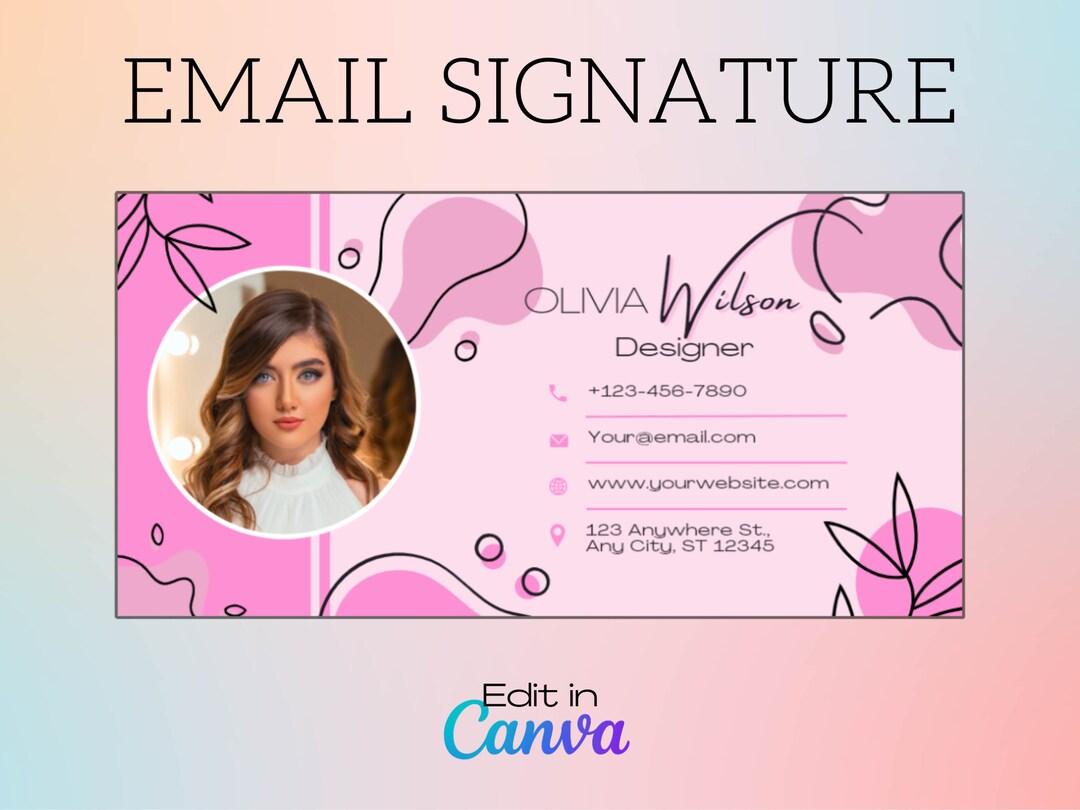 Editable Canva Email Signature Template With Photo Etsy