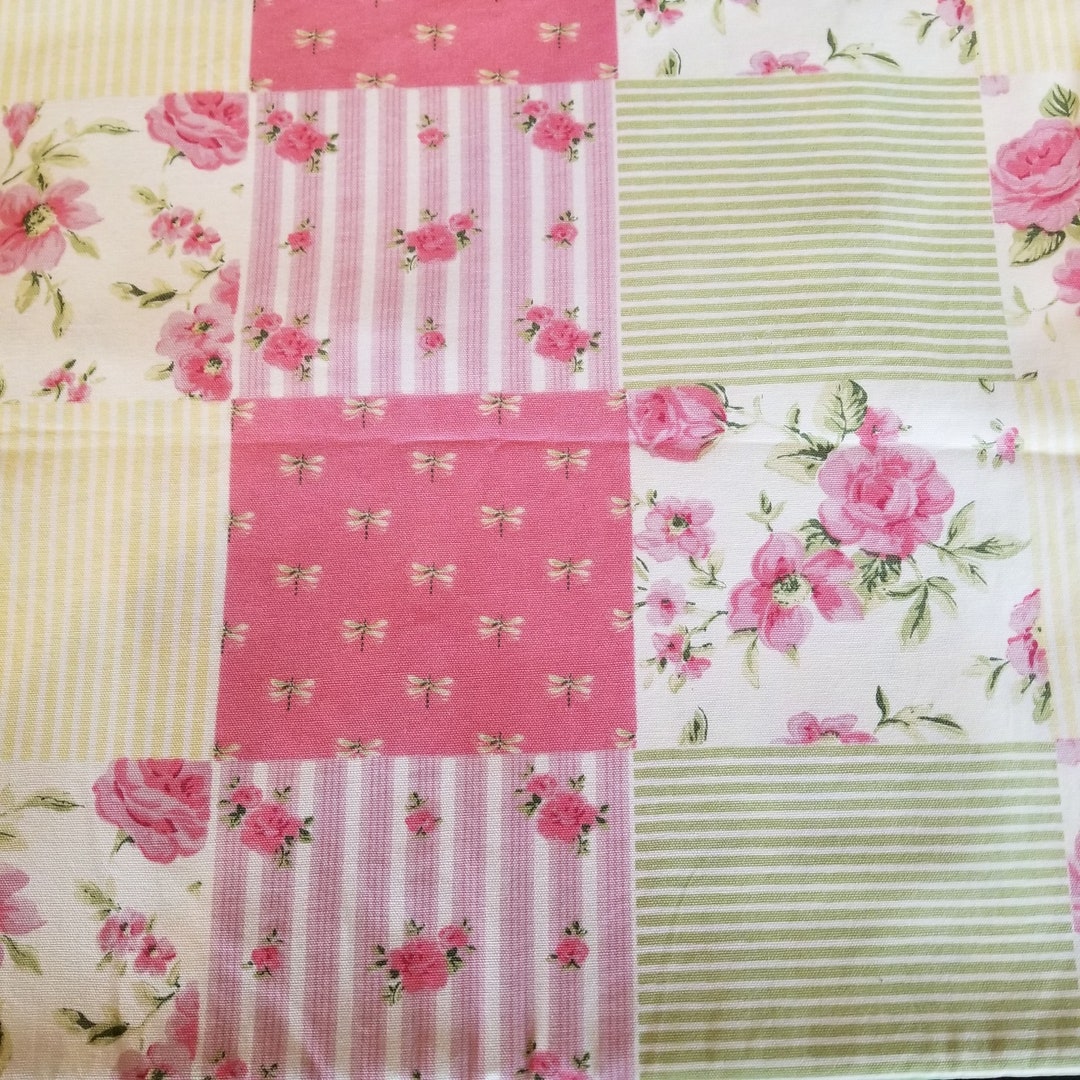Richloom Vintage Fabric Pink Yellow Green Patchwork Lovely 5 Etsy