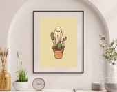 Halloween Art Print, Cactus Lover Halloween Wall Art, Halloween Poster, Halloween Decor for Crazy Cactus Lady, Printable Halloween Wall Art