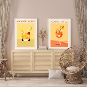 Bar Cart Art Set of 9 Retro Cocktail Prints,Gallery Wall Martini Aperol Spritz Print Pina Colada Mojito Poster,Printable DIGITAL DOWNLOAD