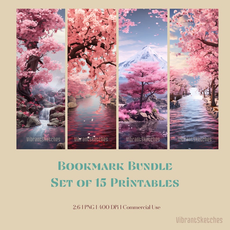 15 Cherry Blossom Bookmark Designs, Japanese Blossom Flowers Bookmarks ...