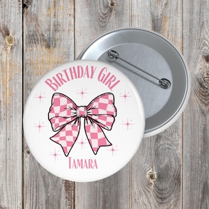Birthday Girl Bday Pin, Personalized Birthday Pin, Customized Name Birthday, Round Birthday Pin, Gift for Birthday, Birthday Celebration Kit