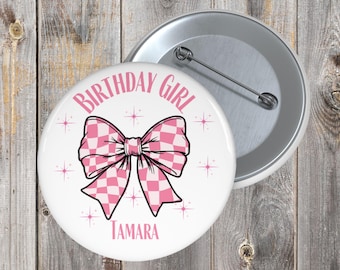 Birthday Girl Bday Pin, Personalized Birthday Pin, Customized Name Birthday, Round Birthday Pin, Gift for Birthday, Birthday Celebration Kit